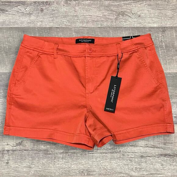 Liverpool Los Angeles Johnny Chino Short NEW Women 16/33 (37X3.5) Orange Stretch - Picture 1 of 8